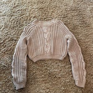 Crop knitted sweater, Size XS, beige pink color